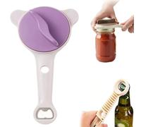 2026 New 4-in-1 Adjustable Jar Opener Stainless Steel Lid Remover for Seniors Weak Hands Arthritis, Anti-Slip Fits Jars Wine Bottles Cans (Purple)
