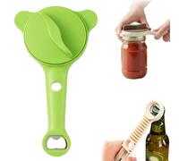 2026 New 4-in-1 Adjustable Jar Opener Stainless Steel Lid Remover for Seniors Weak Hands Arthritis, Anti-Slip Fits Jars Wine Bottles Cans (Green)