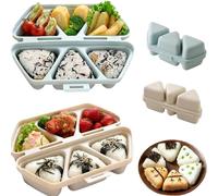 2026 New 6 In 1 Rice Ball Mold, Triangle Rice Ball Mold Set for Musubi & Japanese Rices Balls with 6 Foldable Easy-Release Nonstick Onigiri, Dishwasher-Safe & Microwaveable (Beige+Blue)