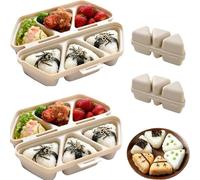 2026 New 6 In 1 Rice Ball Mold, Triangle Rice Ball Mold Set for Musubi & Japanese Rices Balls with 6 Foldable Easy-Release Nonstick Onigiri, Dishwasher-Safe & Microwaveable (Beige*2)