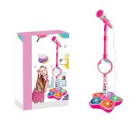 2026 New All-in-One Kids Microphone with Stand, Got Built-in Music, Colorful Lights, Echo Effects, Portable Karaoke Machine, for Girls and Boys (Pink)