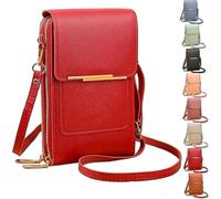 2026 New Anti-Theft Leather Bag for Women, Women's Touch Screen Mobile Phone Messenger Bag, Fashion Key Change Bags (Red)