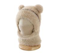 2026 New Bear Mask Cap-Bears Balaclava 3 in 1 Beanie Hat with Scarf and Mask Thickened Plush Lining for Extra Warmth (Khaki)