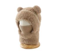 2026 New Bear Mask Cap-Bears Balaclava 3 in 1 Beanie Hat with Scarf and Mask Thickened Plush Lining for Extra Warmth (Brown)