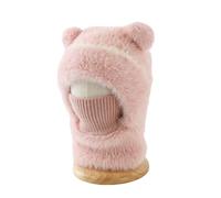 2026 New Bear Mask Cap-Bears Balaclava 3 in 1 Beanie Hat with Scarf and Mask Thickened Plush Lining for Extra Warmth (Pink)