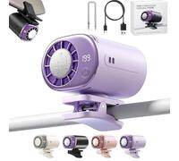 2026 New Car Clip On Air Conditioner Fan with LED Display - 360° Rotation, Portable Mini Cooling System for Auto Vehicle USB Rechargeable, 199 Speeds Adjustable, 16℃ Semi-Cooling Wide Clamp (D)