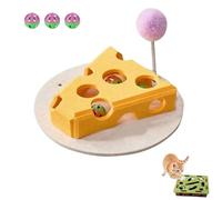2026 New Cat Scratch Puzzle Enrichment Box, Cat Scratch Puzzle Box with 3 Track Balls, Interactive Felt Maze Toy for Cats Indoor Self Play, Scratching and Hunting Fun (Yellow Cheese Pattern)