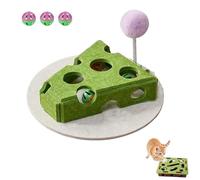 2026 New Cat Scratch Puzzle Enrichment Box, Cat Scratch Puzzle Box with 3 Track Balls, Interactive Felt Maze Toy for Cats Indoor Self Play, Scratching and Hunting Fun (Green Cheese Pattern)