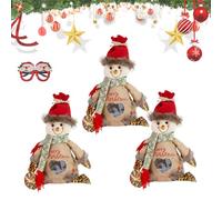 2026 New Christmas Bags Zipper Design,Christmas Doll Gift Bags,Reusable Christma Gift Bags for Presents Candy Fruit,Santa Snowman Snowflake Deer Shaped (3pcs C)