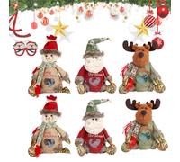 2026 New Christmas Bags Zipper Design,Christmas Doll Gift Bags,Reusable Christma Gift Bags for Presents Candy Fruit,Santa Snowman Snowflake Deer Shaped (6pcs)