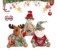2026 New Christmas Bags Zipper Design,Christmas Doll Gift Bags,Reusable Christma Gift Bags for Presents Candy Fruit,Santa Snowman Snowflake Deer Shaped (3pcs)