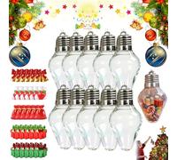 2026 New Christmas Bulb Gift Jar,Clear Fillable Light Bulb Ornaments with Screw-Off Lid,Jumbo Plastic Hanging Candy Containers for DIY Crafts,Xmas Tree Decorations,Holiday Party Favors (Clear,10)
