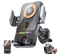 2026 New Cool Car Wireless Fast Charging Holder, Motorized 90° Rotating Wireless Car Charger Mount, 15w Universal,360° Rotation, Smart Sensor & RGB Light, Switch Between Horizontal Vertical (Silver)