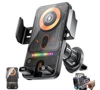 2026 New Cool Car Wireless Fast Charging Holder, Motorized 90° Rotating Wireless Car Charger Mount, 15w Universal,360° Rotation, Smart Sensor & RGB Light, Switch Between Horizontal Vertical (Black)