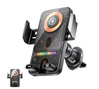 2026 New Cool Car Wireless Fast Charging Holder, Smart 2-in-1 Car Rotating Mobile Phone Holder & Wireless Charger, 15W Auto-Clamping Wireless Car Charger Mount with 90° Rotating (Black)