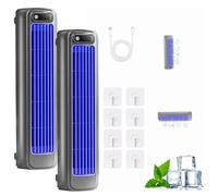 2026 New Cooling Ace Portable Air Conditioner, Quiet Desktop Tower Fan with 3 Speeds & LED Touch Screen, 3D Circulating Air-cooled Fan, Cooling Fan for Bedroom Office Home (Blue+Blue, Charging)