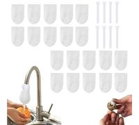 2026 New Cotton Filter Bag for Faucet, Splash-Proof, for Hot and Cold Water Faucets Kitchen Sink & Bathroom Faucets Traps Limescale and Sediment (20 Cotton+8 T-Straps)
