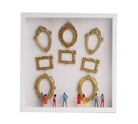 2026 New DIY Mini Museum Silhouette Box Gold Frames & Figurines Kit Personalized Photo Memory Display Case for Birthday Valentine's Day Home Decor (White,No Light)