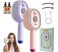 2026 New Electric Spray Air Cushion Massage Comb,Electric Steam Brush For Hair,Rechargeable Detangling Steam Brush For Short Hair, Reduce Frizz, Nourishes Hairs, Anti-Static (2PCS D)