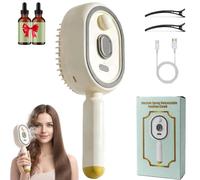 2026 New Electric Spray Air Cushion Massage Comb,Electric Steam Brush For Hair,Rechargeable Detangling Steam Brush For Short Hair, Reduce Frizz, Nourishes Hairs, Anti-Static (Beige)