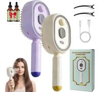 2026 New Electric Spray Air Cushion Massage Comb,Electric Steam Brush For Hair,Rechargeable Detangling Steam Brush For Short Hair, Reduce Frizz, Nourishes Hairs, Anti-Static (2PCS A)
