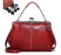 2026 New Elegant Waterproof Women’s Leather Kiss-Lock Tote Handbag Women's Mini Kiss Lock Crossbody Bag (#8)