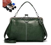 2026 New Elegant Waterproof Women’s Leather Kiss-Lock Tote Handbag Women's Mini Kiss Lock Crossbody Bag (#7)