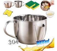 2026 New Fat Separator with Dual Spout Design, 304 Stainless Steel Gravy Fat Separator Jug & Oil Strainer with Cool-Touch Handle, Reusable Gravy Separators Jug for Stock, Broth (without lid)