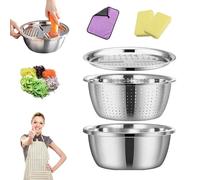2026 New Germany Multifunctional Stainless Steel Basin, Stainless Steel Shredding & Drainage Chopping Basin Set, Multifunctional Vegetable Cutter Basin, for Vegetables, Fruits (26 cm / 10.24in)