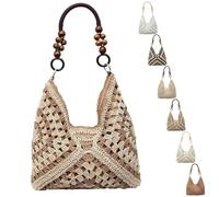 2026 New Handmade Woven Tote Bag with Inner Pouch,Large Summer Beach Bags,Boho Woven Purse Fashion Crochet Shoulder Bag (Mixed Brown)