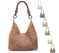 2026 New Handmade Woven Tote Bag with Inner Pouch,Large Summer Beach Bags,Boho Woven Purse Fashion Crochet Shoulder Bag (Brown)