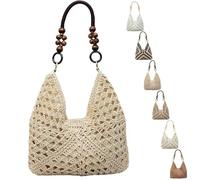 2026 New Handmade Woven Tote Bag with Inner Pouch,Large Summer Beach Bags,Boho Woven Purse Fashion Crochet Shoulder Bag (Beige)