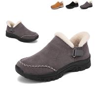 2026 New Hands-Free Slip-in Orthopedic Shoes for Women, Warm Fleece-Lined Comfort Shoes with Arch Support (Gray,37)