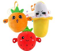 2026 New Interactive Music Plush Toy, 24cm Soft Interactive Banana Toy, Touch-Sensitive Fruit Plush with Sound Features, Induction Singing Sensory Toys for Kids Early Education Play Fun (3Mix)