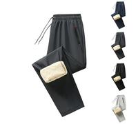 2026 New Mens Sherpa Lined Fleece Sweatpants Straight Leg Fleece Sweatpant Elastic Waisted Joggers with Zipper Pockets (Dark Gray,L)