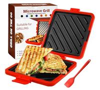 2026 New Microwave Toastie Maker, Silicone Microwave Toastie Sandwich Maker with Grill Plates, Portable Microwaveable Cookware, Non-Stick Removable, Wireless for Quick&Easy Sandwiche (Red)