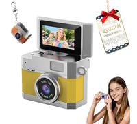 2026 New Mini Digital Camera with 1.47 in Flip LCD Screen, 1080p Retro Mini Ccd Camera with 32/64/128GB Card,Keychain Digital Camera with Lanyard,Record The Beautiful Moments of Life (Yellow,32GB)