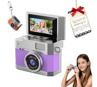 2026 New Mini Digital Camera with 1.47 in Flip LCD Screen, 1080p Retro Mini Ccd Camera with 32/64/128GB Card,Keychain Digital Camera with Lanyard,Record The Beautiful Moments of Life (Purple,32GB)