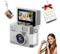 2026 New Mini Digital Camera with 1.47 in Flip LCD Screen, 1080p Retro Mini Ccd Camera with 32/64/128GB Card,Keychain Digital Camera with Lanyard,Record The Beautiful Moments of Life (White,64GB)