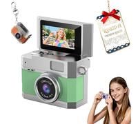 2026 New Mini Digital Camera with 1.47 in Flip LCD Screen, 1080p Retro Mini Ccd Camera with 32/64/128GB Card,Keychain Digital Camera with Lanyard,Record The Beautiful Moments of Life (Green,64GB)
