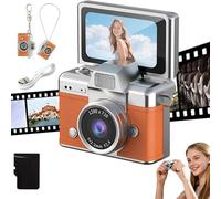 2026 New Mini Digital Camera with 1.47 in LCD Screen, Photo Creator Mini CAM Digital Camera with Built-In Flash & Flip Display, 1080P CCD Retro Camera for Travel Study Concert Daily (Orange)
