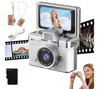 2026 New Mini Digital Camera with 1.47 in LCD Screen, Photo Creator Mini CAM Digital Camera with Built-In Flash & Flip Display, 1080P CCD Retro Camera for Travel Study Concert Daily (White)