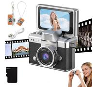 2026 New Mini Digital Camera with 1.47 in LCD Screen, Photo Creator Mini CAM Digital Camera with Built-In Flash & Flip Display, 1080P CCD Retro Camera for Travel Study Concert Daily (Black)
