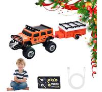 2026 New Mini RC Off-Road Truck with Lights, 1:64 Rechargeable Mini RC Truck,3-Speed Modes,2.4ghz Racing System,for Kids Adults and Collectors (with Trailer,Orange)