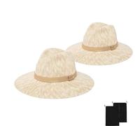 2026 New Packable Knit Fedora Hat, Women's Soft Foldable Sun Hat, Lightweight Breathable UV UPF Summer Beach Hat (2Pcs)