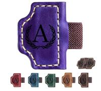2026 New Personalized Magnetic Leather Pen Holder Bookmarks - 26 Letters Custom Bookmarks with Name Initial Engraved for Readers, Book Lovers (Purple,A)