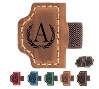 2026 New Personalized Magnetic Leather Pen Holder Bookmarks - 26 Letters Custom Bookmarks with Name Initial Engraved for Readers, Book Lovers (Light Brown,H)