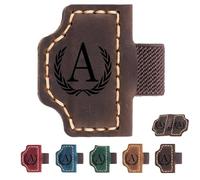 2026 New Personalized Magnetic Leather Pen Holder Bookmarks - 26 Letters Custom Bookmarks with Name Initial Engraved for Readers, Book Lovers (Dark Brown,A)