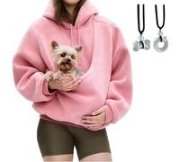 2026 New Pet Sling Hoodie, Pet Care Hoodie with Carrier Warm Soft Fleece Pocket for Autumn & Winter Unisex (Pink)