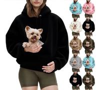 2026 New Pet Sling Hoodie, Pet Hoodie Carrier Warm Soft Fleece, Unisex Ergonomic Pocket Design, Warm for Fall Winter (Black,XX-Large)